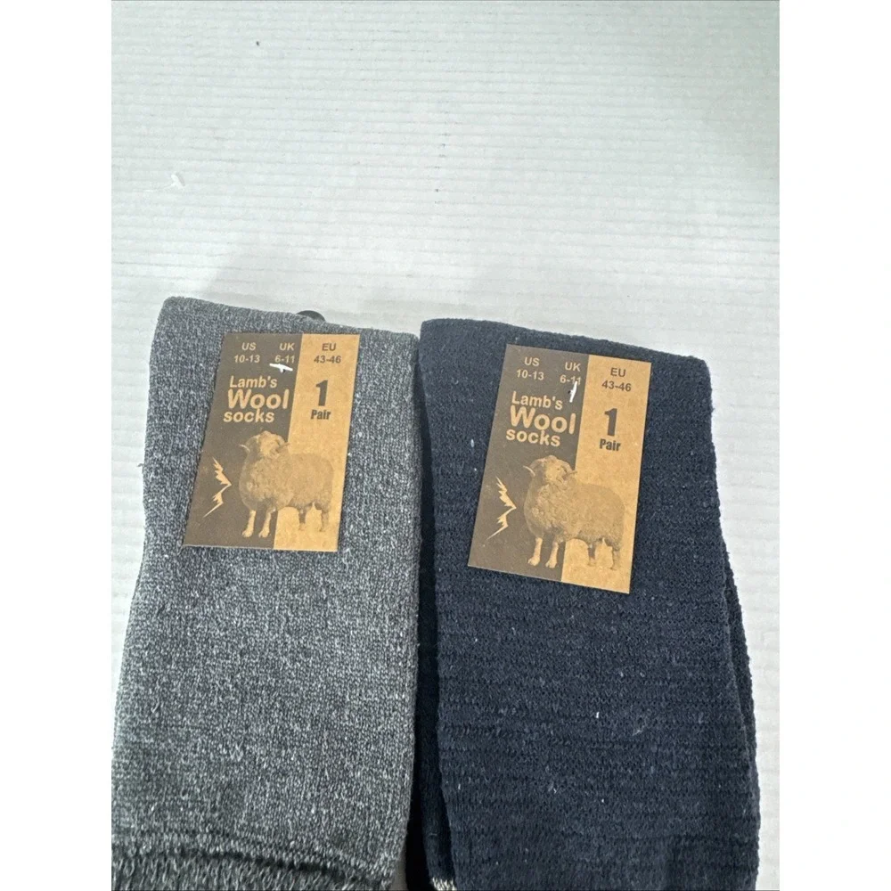 Lamb's Wool Blend Socks NEW Men's US 10-13 Lot of 2 Gray Calf Length 1400